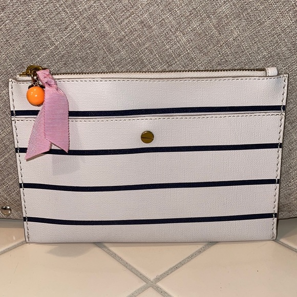 J. Crew Handbags - J. Crew Striped Pouch Cosmetic Bag Orange Charm